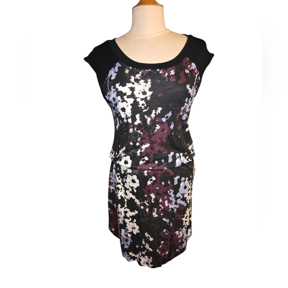 Threads 4 Thought Floral Black and Purple Dress, Lined Modal Fabric